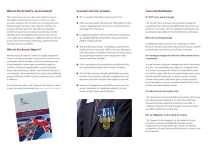 Military / Military personnel / Service Personnel and Veterans Agency / Veteran / The Royal British Legion / SSAFA Forces Help / Military Covenant / United States Department of Veterans Affairs / Ministry of Defence / Military of the United Kingdom / United Kingdom