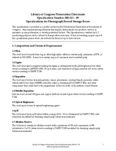 [removed]Specifications for Phonograph Record Storage Boxes