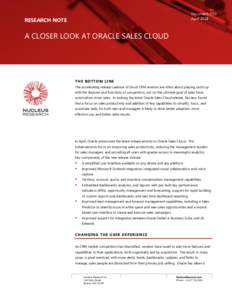A Closer Look at Oracle Sales Cloud - Research Note April 2014