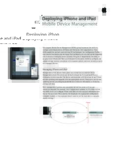 Deploying iPhone and iPad Mobile Device Management iOS supports Mobile Device Management (MDM), giving businesses the ability to manage scaled deployments of iPhone and iPad across their organizations. These MDM capabili