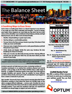 ( [removed] | * [removed] | + 4727 Hastings Street, Burnaby BC V5C 2K8  NOV 2014 The Balance Sheet 6 Soothing Ways to Ease Stress
