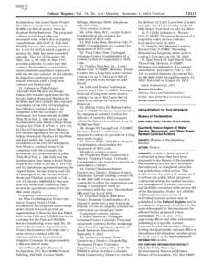 emcdonald on DSK67QTVN1PROD with NOTICES  Federal Register / Vol. 78, No[removed]Monday, December 2, [removed]Notices Reclamation, San Juan-Chama Project, New Mexico: Contract to store up to 50,000 acre-feet of project wate