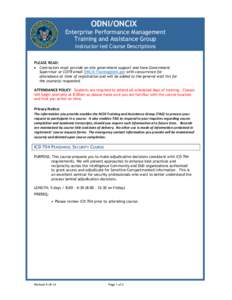 Go  ODNI/ONCIX Enterprise Performance Management Training and Assistance Group