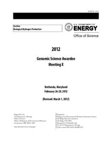 DOE/SC[removed]Section: Biological Hydrogen Production  2012