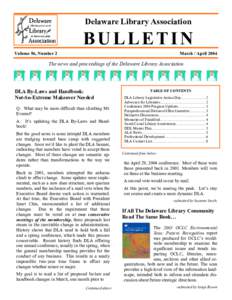 DLA Bulletin March./April  Delaware Library Association page 1 BULLETIN Volume 56, Number 2