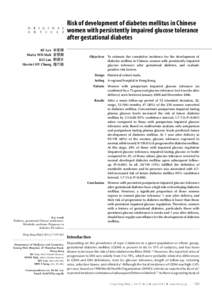 Risk of development of diabetes mellitus in Chinese women with persistently impaired glucose tolerance after gestational diabetes