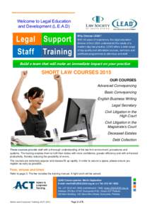 Welcome to Legal Education and Development (L.E.A.D) Legal Support Staff