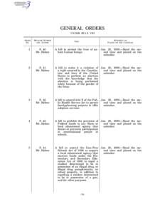 GENERAL ORDERS UNDER RULE VIII MEASURE NUMBER AND AUTHOR  TITLE