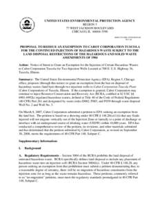 Drinking water / Hydrology / Injection well / Water pollution / Resource Conservation and Recovery Act / Technology / Hazardous waste / Injection / Title 40 of the Code of Federal Regulations / Petroleum production / United States Environmental Protection Agency / Environment