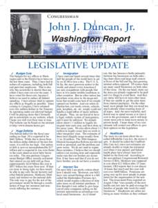 Congressman  John J. Duncan, Jr. Washington Report Second District–Tennessee