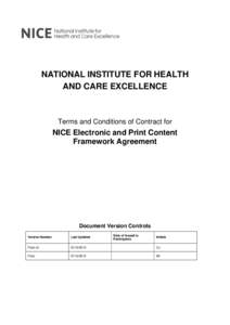 NATIONAL INSTITUTE FOR HEALTH AND CARE EXCELLENCE Terms and Conditions of Contract for  NICE Electronic and Print Content