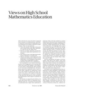 comm-views.qxp:13 PM Page 866  Views on High School Mathematics Education  This is the first of a series of articles composed