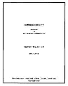 SEMINOLE COUNTY REVIEW OF RECYCLING CONTRACTS  REPORT NO[removed]