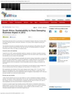 allAfrica.com: South Africa: Sustainability to Have Sweeping Business Impact in 2012