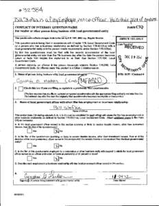 CONFLICT OF INTEREST QUESTIONNAIRE For vendor or other person doing business with local governmental entity FORMCIQ  This questionnaire reflects changes made to the law by H.B.1491, 80th Leg., Regular Session.