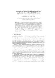 Towards a Theoretical Foundation for Laplacian-Based Manifold Methods Mikhail Belkin and Partha Niyogi The University of Chicago, Department of Computer Science {misha, niyogi}@cs.uchicago.edu