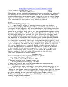 Southern Campaign American Revolution Pension Statements Pension application of Ezekiel Patrick R7996 fn28NC Transcribed by Will Graves[removed]Methodology: Spelling, punctuation and/or grammar have been corrected in so