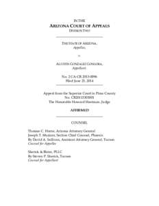 IN THE  ARIZONA COURT OF APPEALS DIVISION TWO  THE STATE OF ARIZONA,