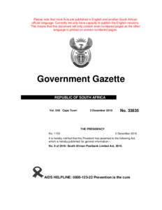 South African Postbank Limited Act 9 of 2010