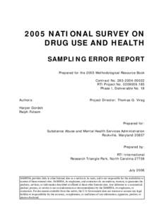 2005 NSDUH Methodological Resource Book (MRB) Sampling Error Report