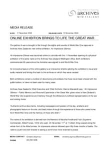 MEDIA RELEASE DATE 17 November[removed]RELEASE DATE 13 November 2008