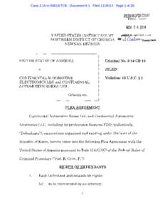 U.S. v. Continental Automotive Electronics, LLC and Continental Automotive Korea, LTD : Plea Agreement