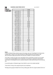 CHICKERELL RANGE FIRING NOTICE   Sun 01 Mar 15 Mon 02 Mar 15 Tue 03 Mar 15 Wed 04 Mar 15