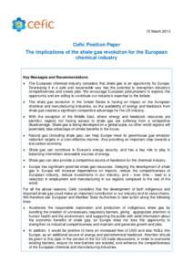 15 March[removed]Cefic Position Paper The implications of the shale gas revolution for the European chemical industry