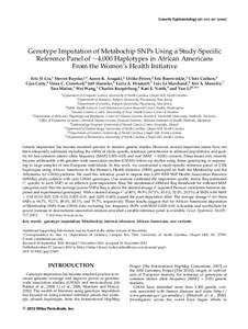 Genotype Imputation of MetabochipSNPs Using a Study-Specific Reference Panel of ~4,000 Haplotypes in African Americans From the Women's Health Initiative