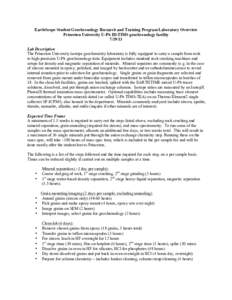 EarthScope Student Geochronology Research and Training Program Laboratory Overview Princeton University U-Pb ID-TIMS geochronology facility[removed]Lab Description The Princeton University isotope geochemistry laboratory