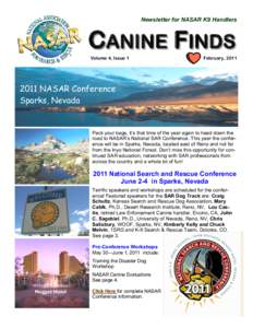 Newsletter for NASAR K9 Handlers  CANINE FINDS Volume 4, Issue 1  February, 2011