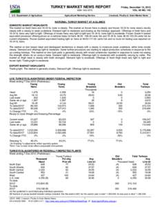 TURKEY MARKET NEWS REPORT  Friday, December 13, 2013 VOL. 60 NO[removed]ISSN[removed]