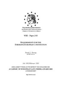 WALTER HALLSTEIN-INSTITUT FÜR EUROPÄISCHES VERFASSUNGSRECHT HUMBOLDT-UNIVERSITÄT ZU BERLIN  WHI – Paper 2/03