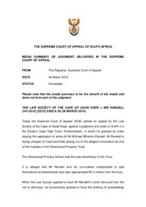 Supreme Court of Appeal of South Africa / Appeal / Supreme court / Supreme Court of Canada / Menqa v Markom / Law / Court systems / Government