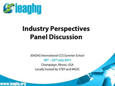 Industry Perspectives Panel Discussion IEAGHG International CCS Summer School 18th – 23rd July 2011 Champaign, Illinois, USA Locally hosted by STEP and MGSC