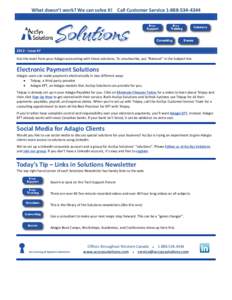 AccSys Solutions: Solutions Newsletter #7 Electronic Payment Solutions