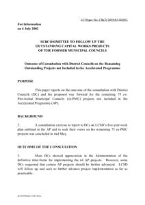 LC Paper No. CB[removed])  For information on 4 July[removed]SUBCOMMITTEE TO FOLLOW UP THE