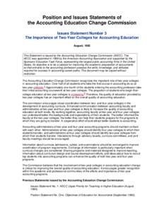 Position and Issues Statements of the A...-Year Colleges for Accounting Education  file:///U|/Users/JustinS/pubs/position/issues3.htm Position and Issues Statements of the Accounting Education Change Commission