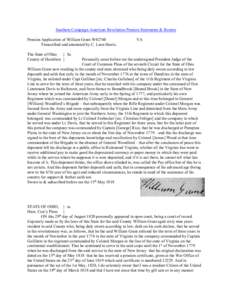 Southern Campaign American Revolution Pension Statements & Rosters Pension Application of William Grant W42760 Transcribed and annotated by C. Leon Harris. VA