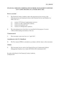 Financial Services Compensation Scheme (Management Expenses Levy LimitFCA) Instrument 2015