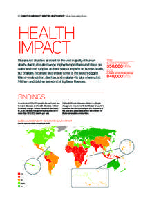 62 | climate vulnerability monitor - Health impact | Climate Vulnerability Monitor  HEALTH IMPACT Disease not disasters account for the vast majority of human deaths due to climate change. Higher temperatures and stress 