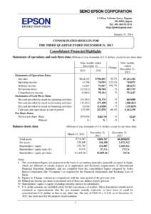 Financial statements / Generally Accepted Accounting Principles / Income statement / Balance sheet / Seiko Epson / International Financial Reporting Standards / Income tax / Tax / Economy of Japan / Accountancy / Finance / Business