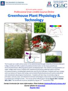 2014 with update contents  Professional (non-credit) Course Online Greenhouse Plant Physiology & Technology