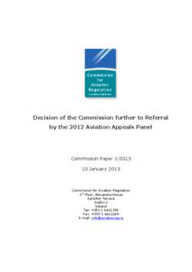 2012 Aviation Appeals Panel – Decision of the Commission  Decision of the Commission further to Referral by the 2012 Aviation Appeals Panel  Commission Paper[removed]