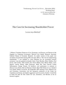Forthcoming, Harvard Law Review _ (DecemberWorking Draft 2/ 03, Last revised 6/04 Comment Welcome  The Case for Increasing Shareholder Power