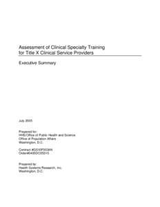 Assessment of Clinical Specialty Training for Title X Clinical Providers