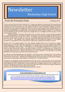 Newsletter Nhulunbuy High School From the Principal’s Desk 27 March 2015