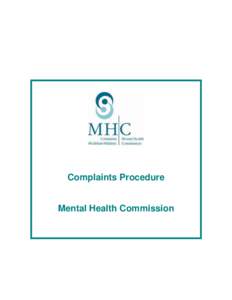 Complaints Procedure  Mental Health Commission Mental Health Commission 1.