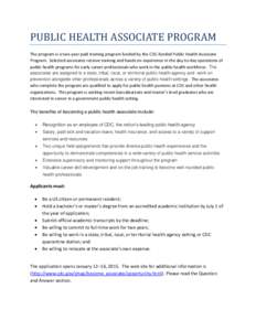 Public health / Health informatics / Health education / Association of Public Health Laboratories / Health / Centers for Disease Control and Prevention / United States Public Health Service