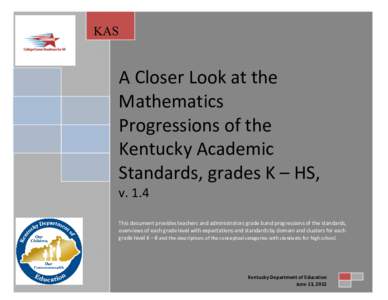 KAS  A Closer Look at the Mathematics Progressions of the Kentucky Academic